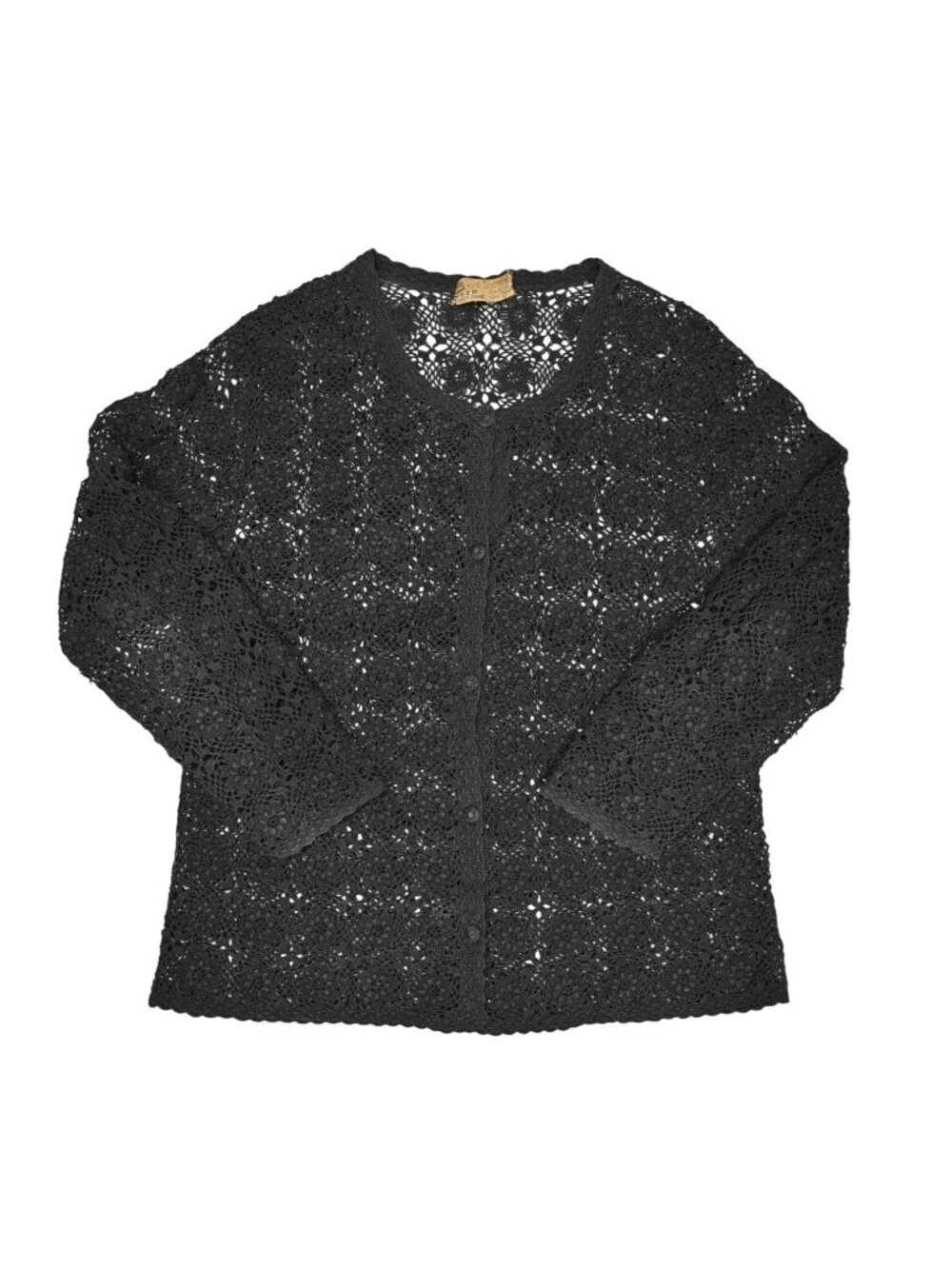 Vintage Hand Crocheted China Cardigan in Black